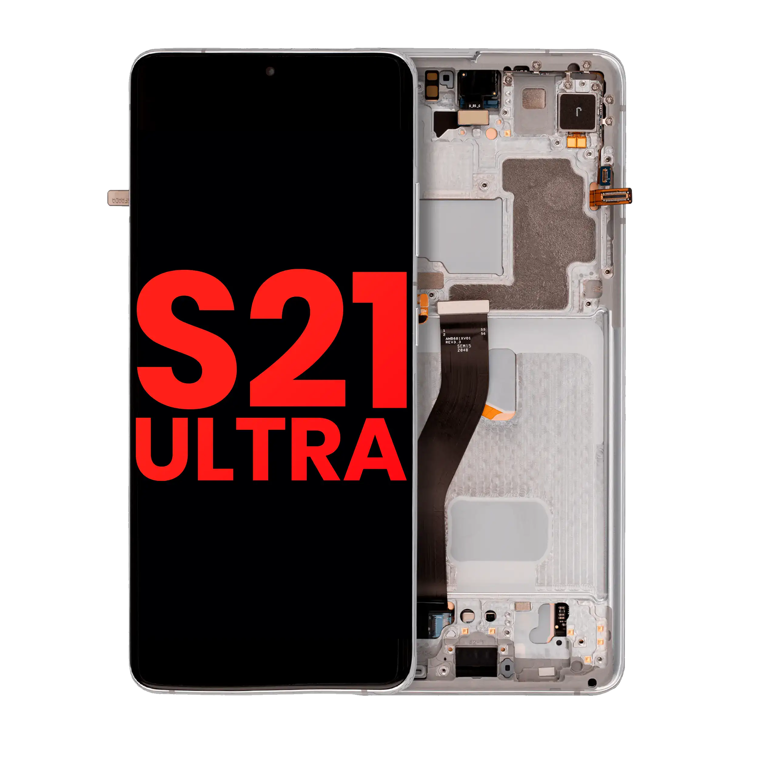 [107081015446] Ensamble OLED Con Marco Para Samsung Galaxy S21 Ultra 5G (Aftermarket Plus) (Plata Fantasma)