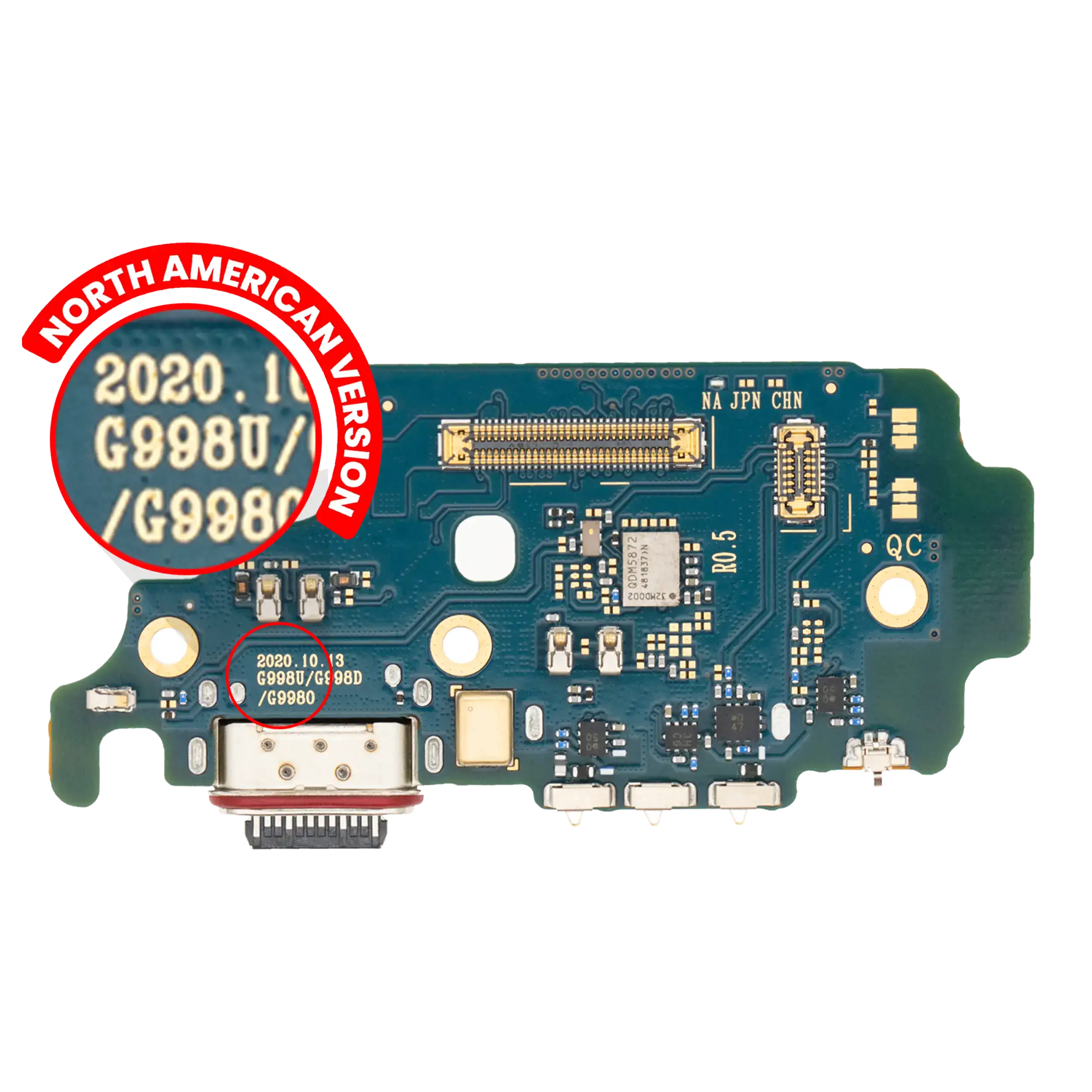 [107082088024] Placa de Puerto de Carga con Lector de Tarjeta SIM Para Samsung Galaxy S21 Ultra 5G (G998U) (Versión EE.UU.) (Premium)