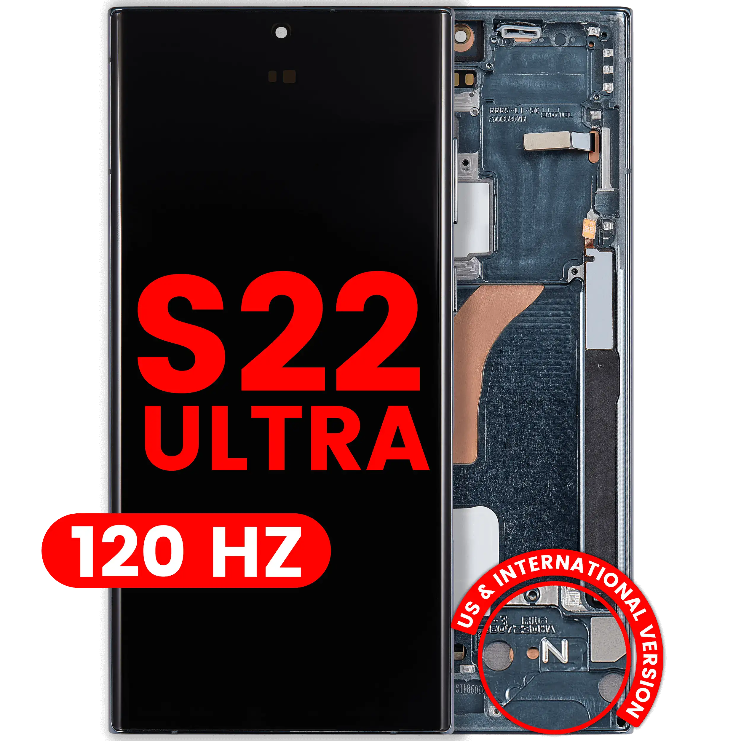 [107182116536] Ensamble OLED Con Marco Para Samsung Galaxy S22 Ultra 5G (Versión EE.UU. e Internacional) (Aftermarket Plus) (120Hz) (Verde)